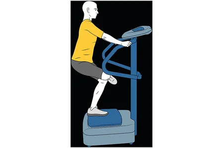 Équilibre sur une jambe fléchie sur plateforme vibrante