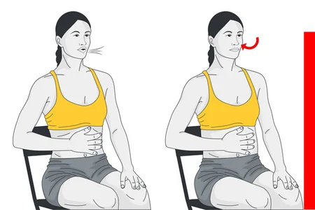 Espiración labios fruncidos. Posición sentada.