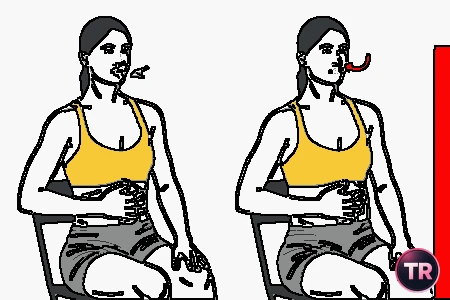 Espiración con labios fruncidos en posición sentada