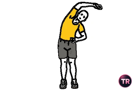 Estiramiento de abdominales oblicuos de pie brazo sobre la cabeza