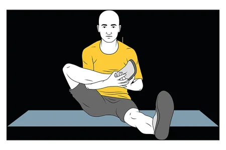 Estiramiento de abductores y rotadores sentado