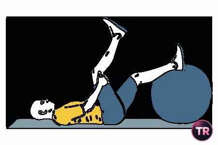 Estiramiento femoral con pelota de Pilates