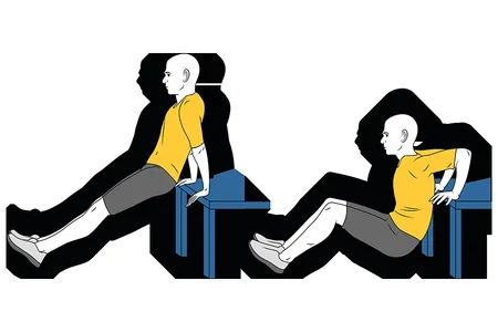 Extensión de brazos apoyado en banco plano