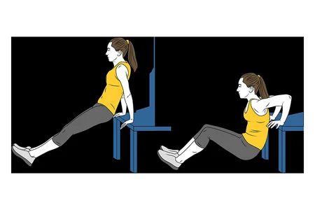 Extensión de brazos apoyado en banco plano