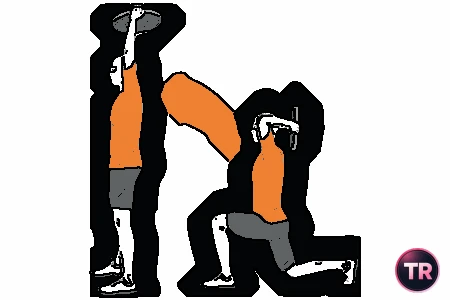 Arm extension on the head with weight plate