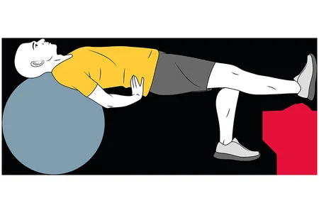 Extensión de rodilla apoyado sobre pelota de pilates