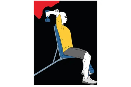 Extension de triceps a una mano con mancuerna sentado