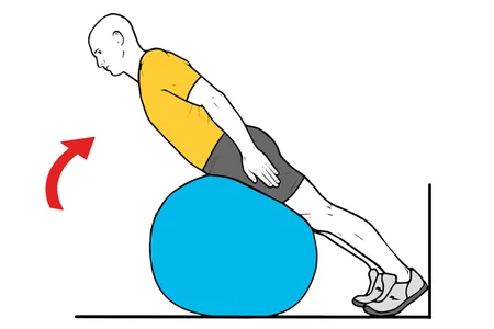 Extensión lumbar sobre pelota de pilates