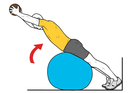 Extensión lumbar sobre pelota con balón