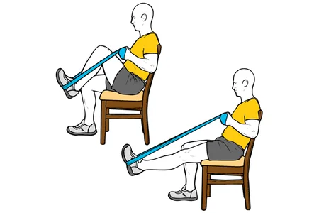 Extensión de pierna con banda elástica