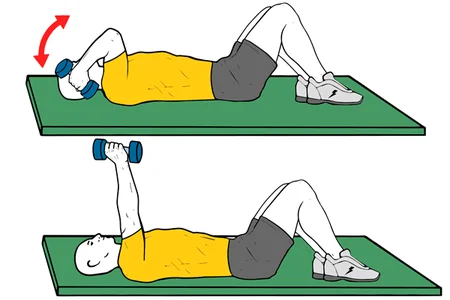 Extensión de tríceps tumbado en el suelo