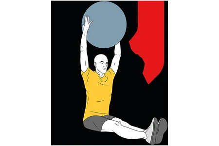 Extensión de brazos sujetando pelota de pilates