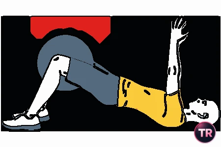 Flexión de caderas sujetando balón medicinal