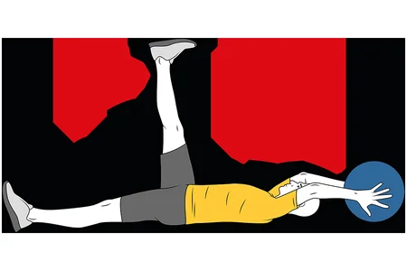 Flexión de tronco con balon medicinal en varias direcciones