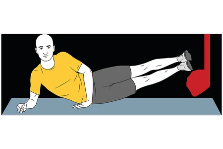 Flexión de tronco y de caderas en apoyo lateral