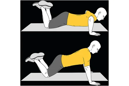Flexiones de brazos con rodillas apoyadas