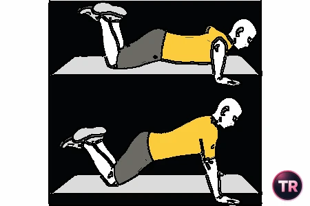 Flexiones de brazos con rodillas apoyadas