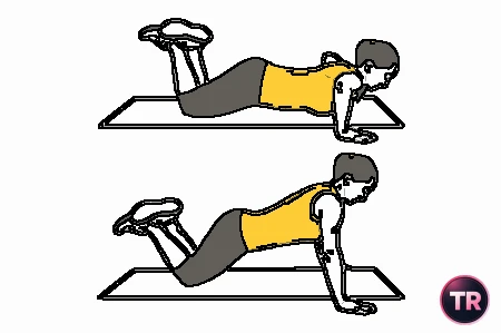 Flexiones de brazos con rodillas apoyadas