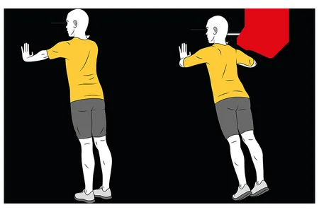 Flexiones de brazos de pie apoyados en la pared