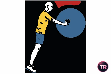Flexiones de brazos de pie apoyando en pelota de Pilates