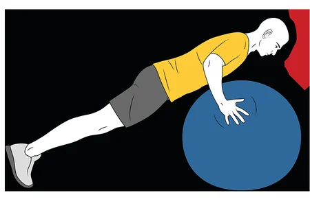 Flexiones de brazos sobre pelota de pilates