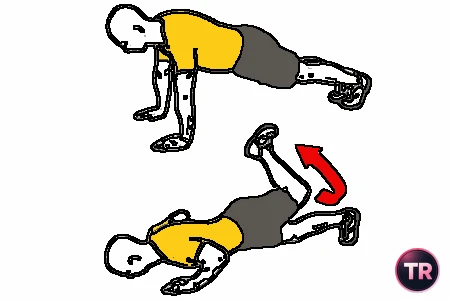 Flexiones con extensión y giro de cadera o escorpion