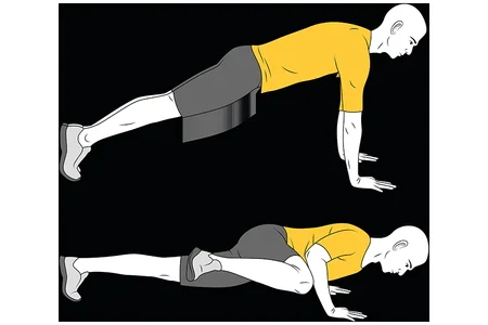 Flexiones de brazos con flexión de cadera