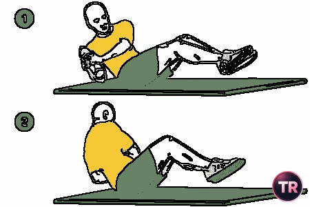 Giros abdominales con botella de agua