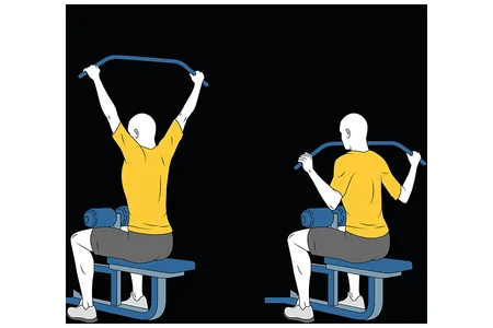 Jalón en polea alta agarre ancho prono