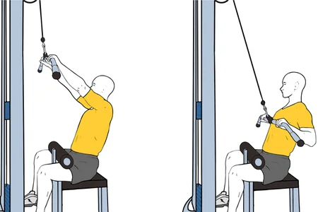 Jalón con polea alta al pecho con agarre ancho