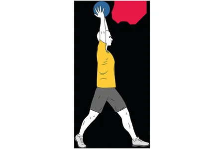 Lanzamiento de balón medicinal con dos manos