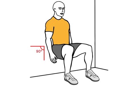 Media sentadilla a 90º con apoyo