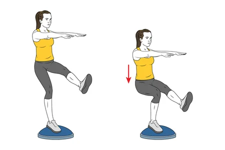 Media sentadilla a una pierna sobre bosu