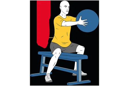 Media sentadilla con balón medicinal