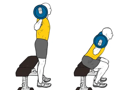 Media sentadilla con barra y apoyo en banco