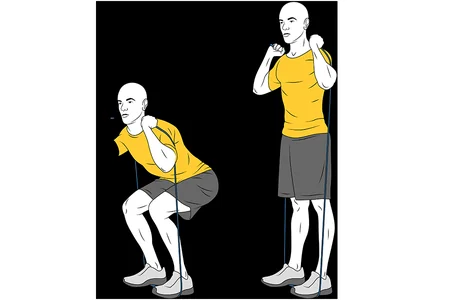 Media sentadilla con gomas