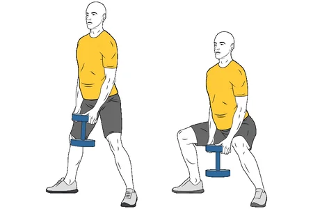 Media sentadilla sumo con mancuerna