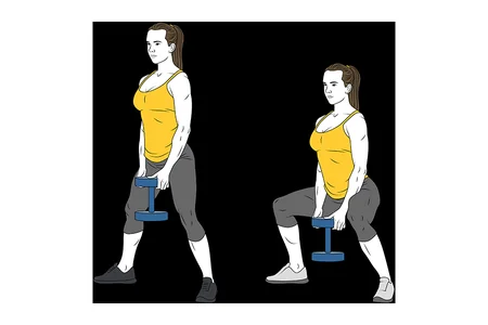 Media sentadilla sumo con mancuerna