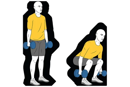 Media sentadilla con mancuernas