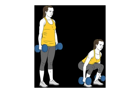 Media sentadilla con mancuernas