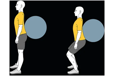 Media sentadilla con pelota de pilates