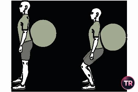 Media sentadilla con pelota de Pilates