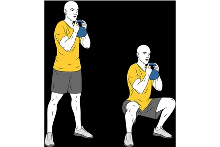 Media sentadilla con kettlebell