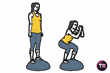 Media sentadilla sobre bosu