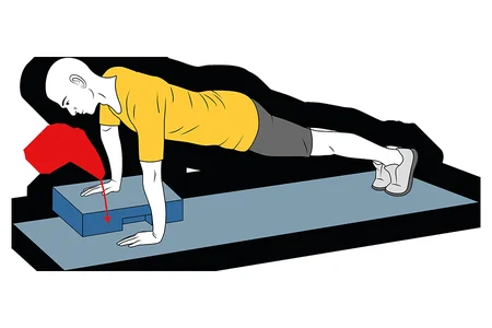 Movimiento sobre step en posicion de flexiones de brazos