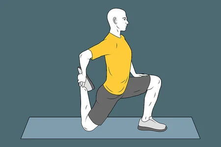 Estiramiento de cuadriceps con una rodilla en el suelo