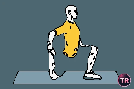 Estiramiento de cuádriceps con una rodilla en el suelo