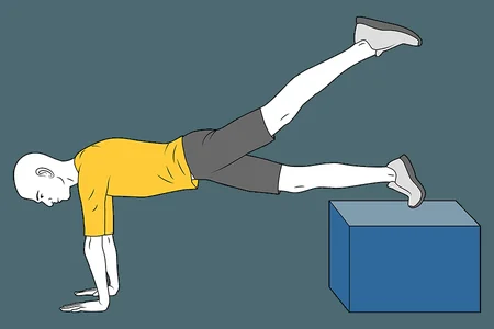 Plancha horizontal isométrica pierna elevada