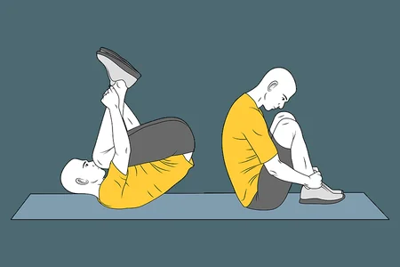 Rodar atrás encogido en el suelo