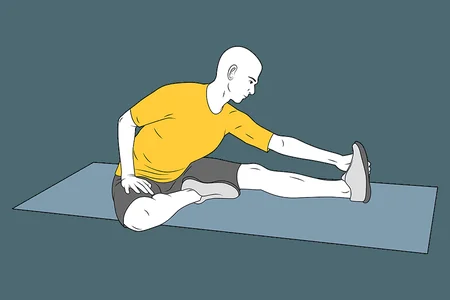 Estiramiento de isquiosural a una pierna estirada la otra flexionada